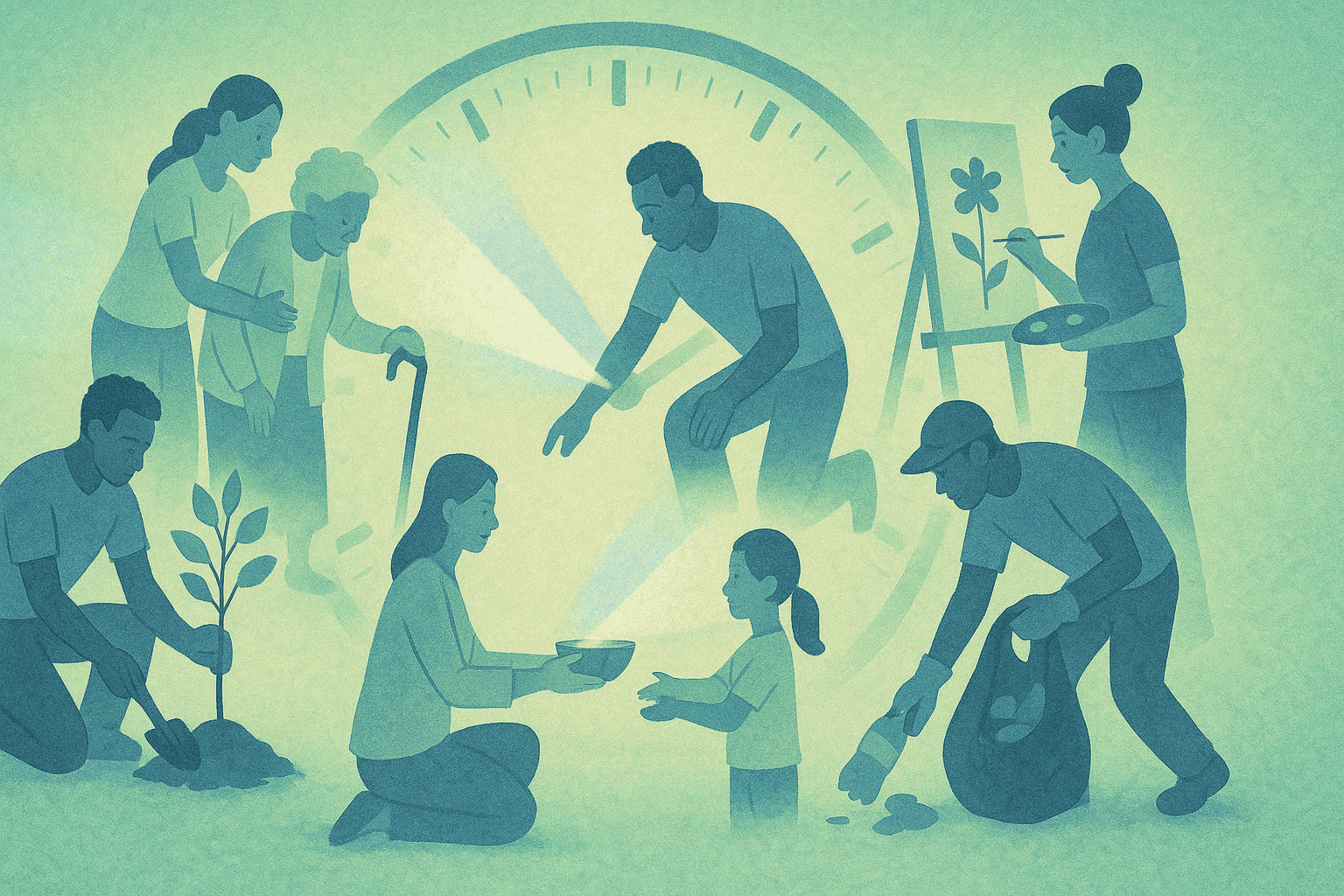 A collage of people at different stages in life, showing you can always start improving