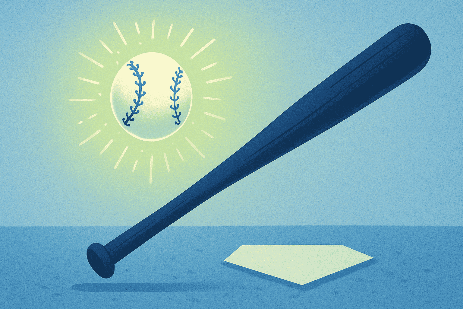 Image of a baseball, bat, and home plate