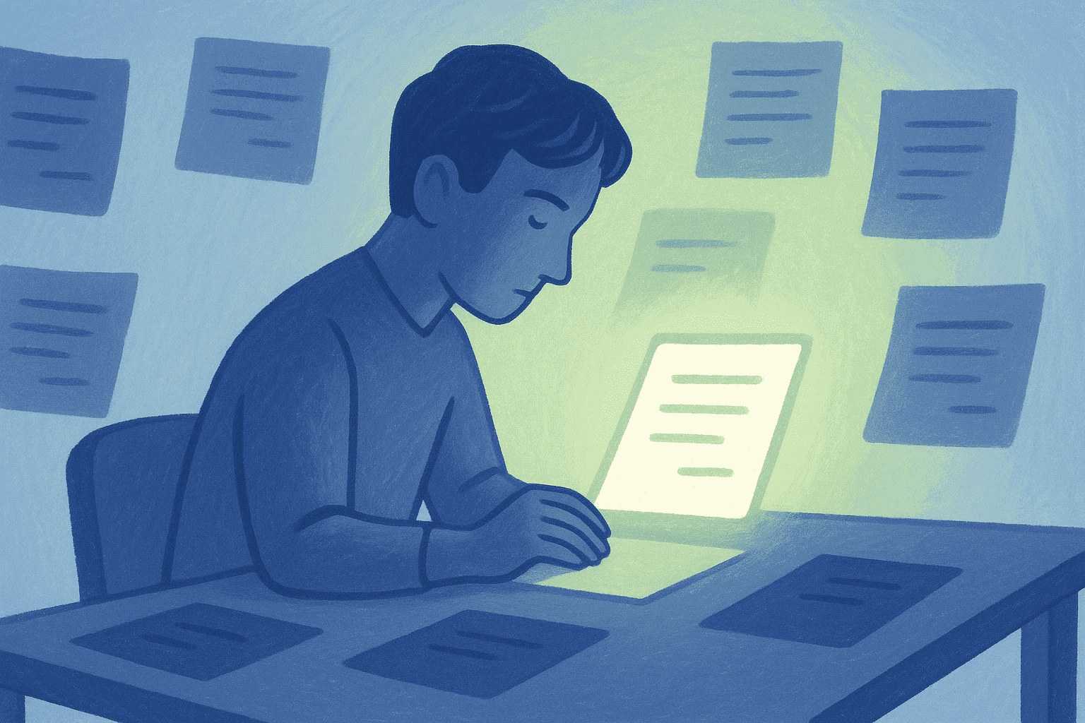 A person intently focused on the task in front of them