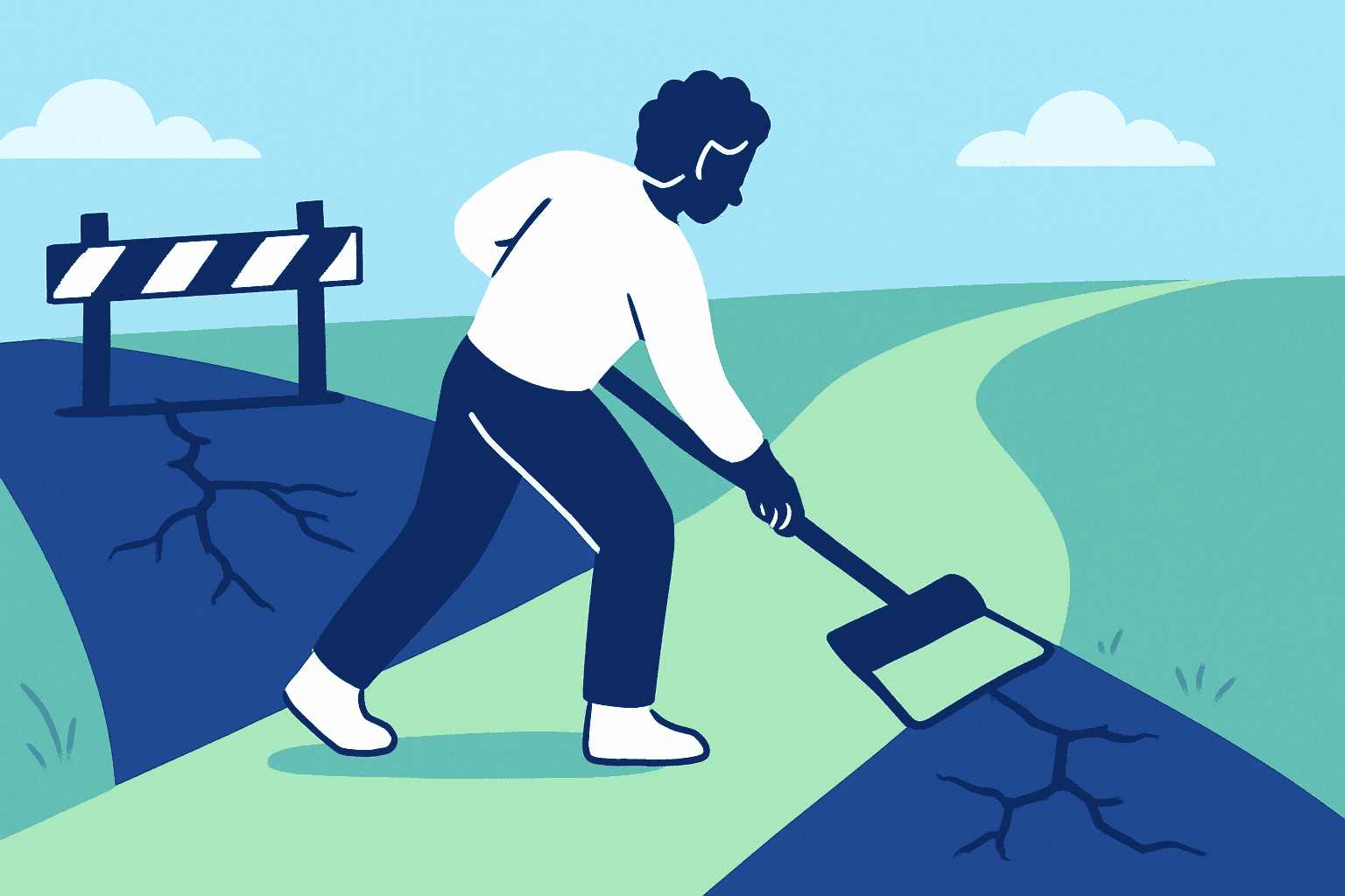 An image showing a person actively creating their own path