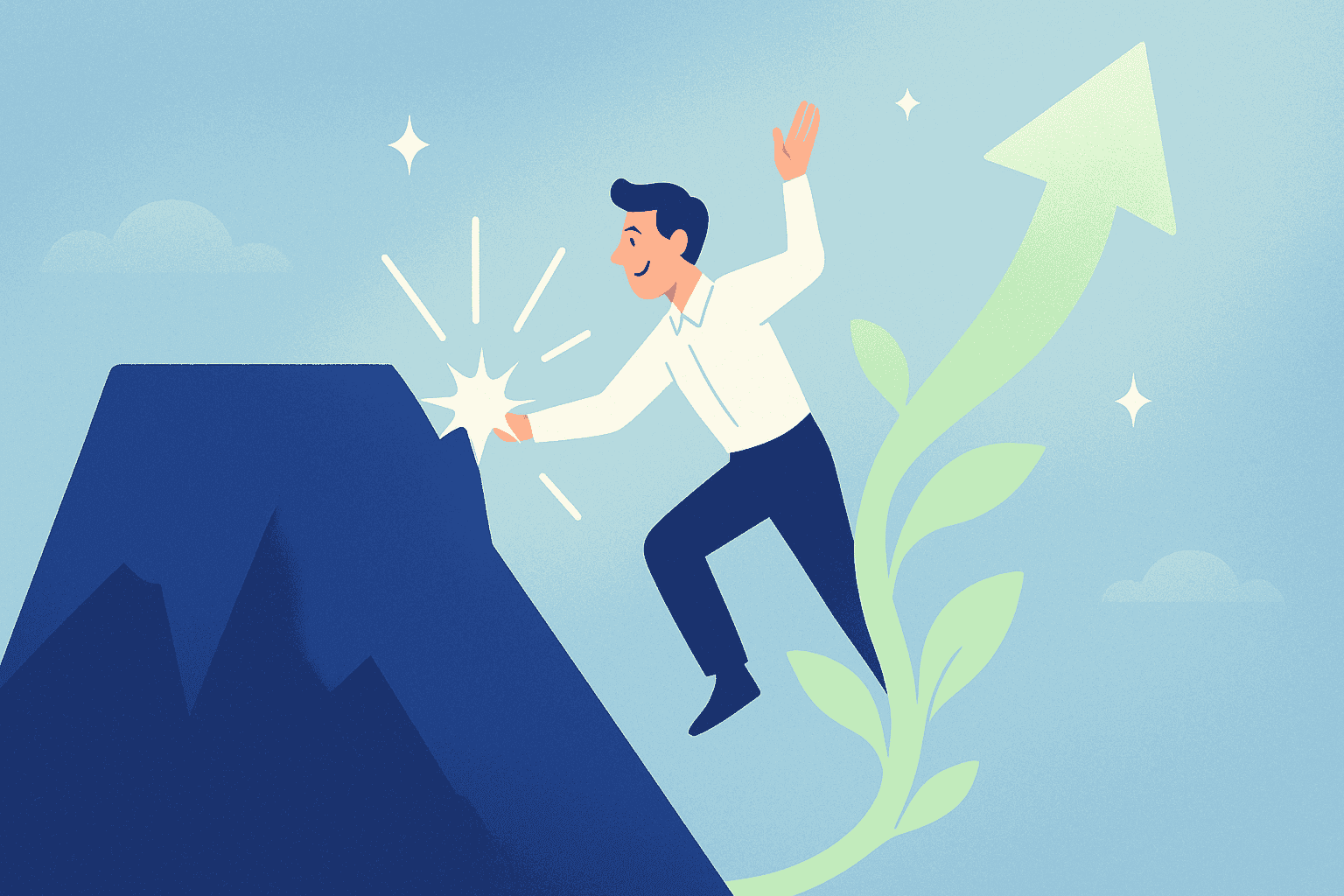 An image showing a person transforming a challenging obstacle into an opportunity to demonstrate excellence