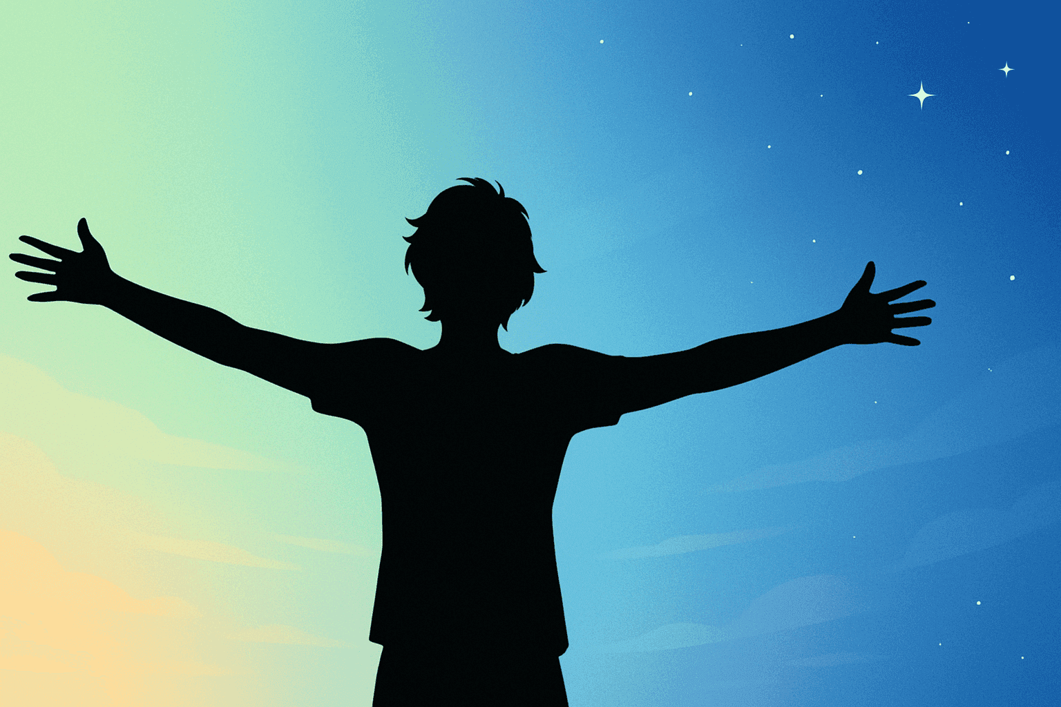 Abstract image of a person embracing possibility