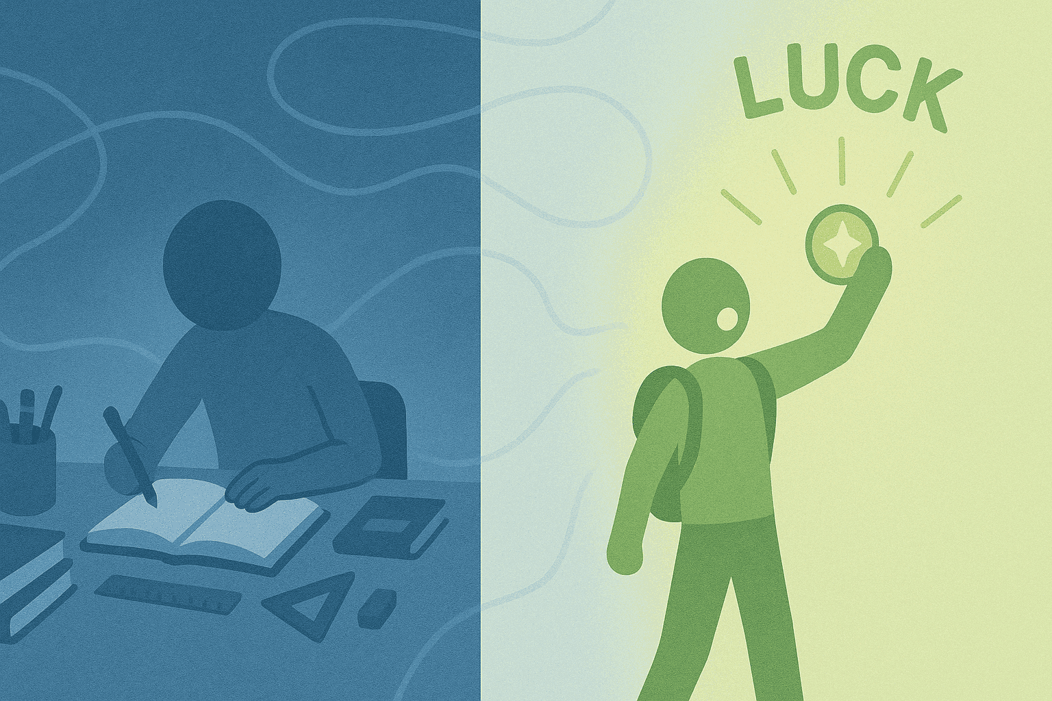 Image of a person literally creating and finding their own luck