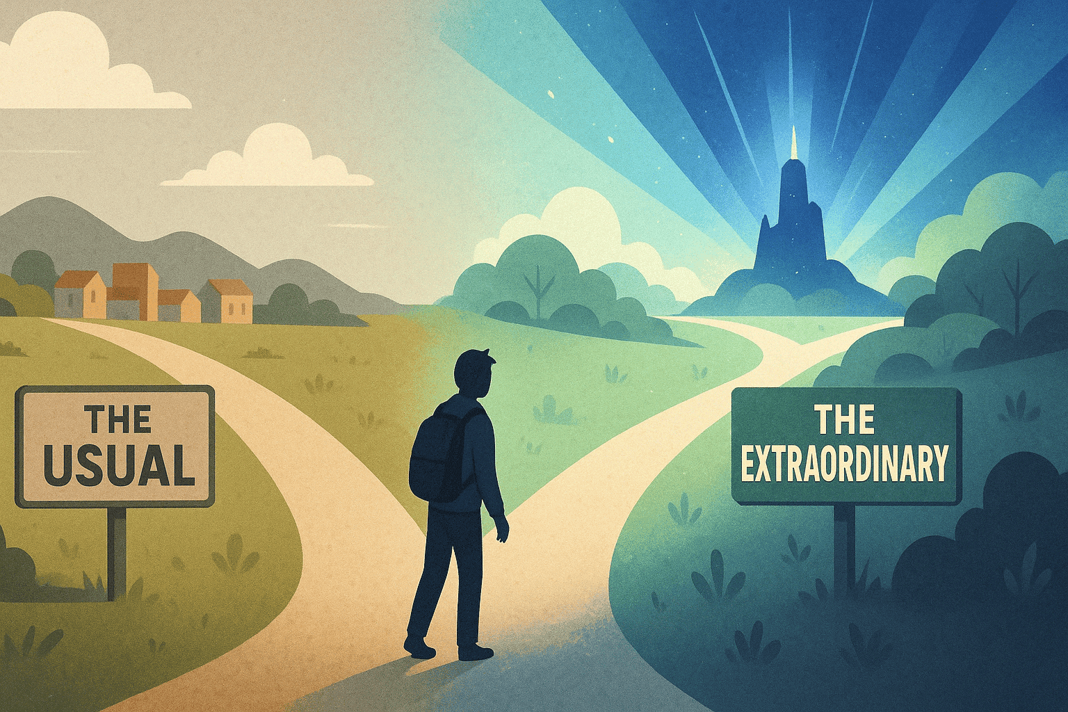 A person taking the right fork in the road, heading into the land of the extraordinary