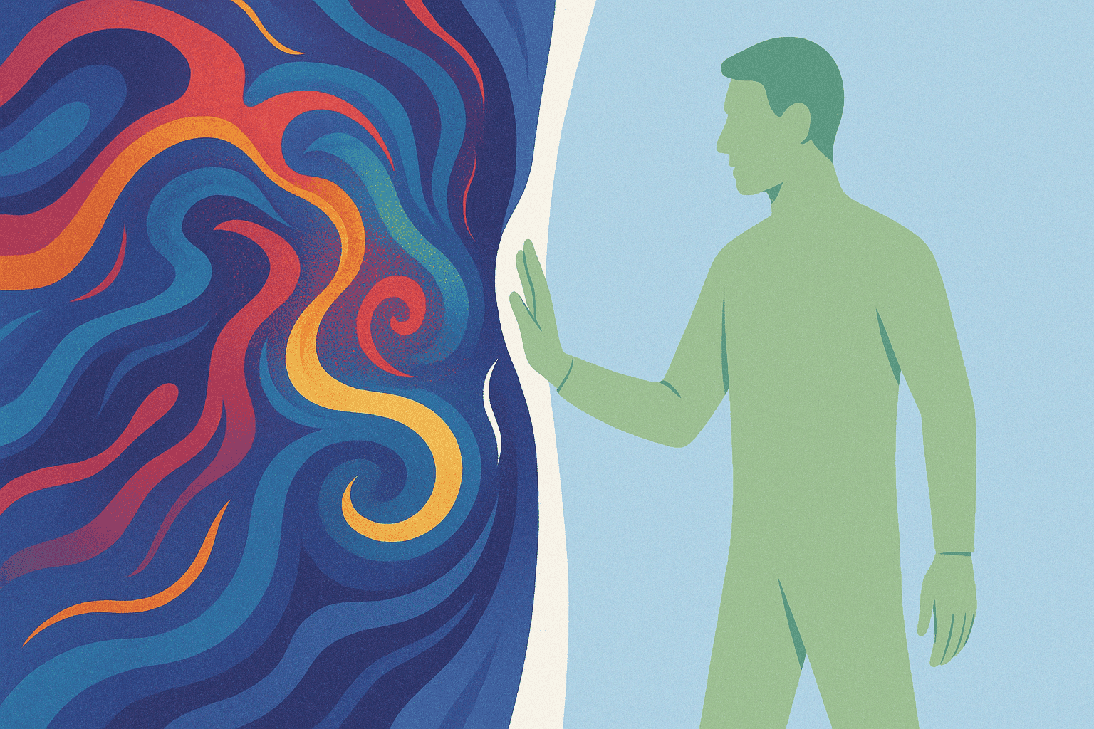 Abstract image of a person confronting an intense emotion