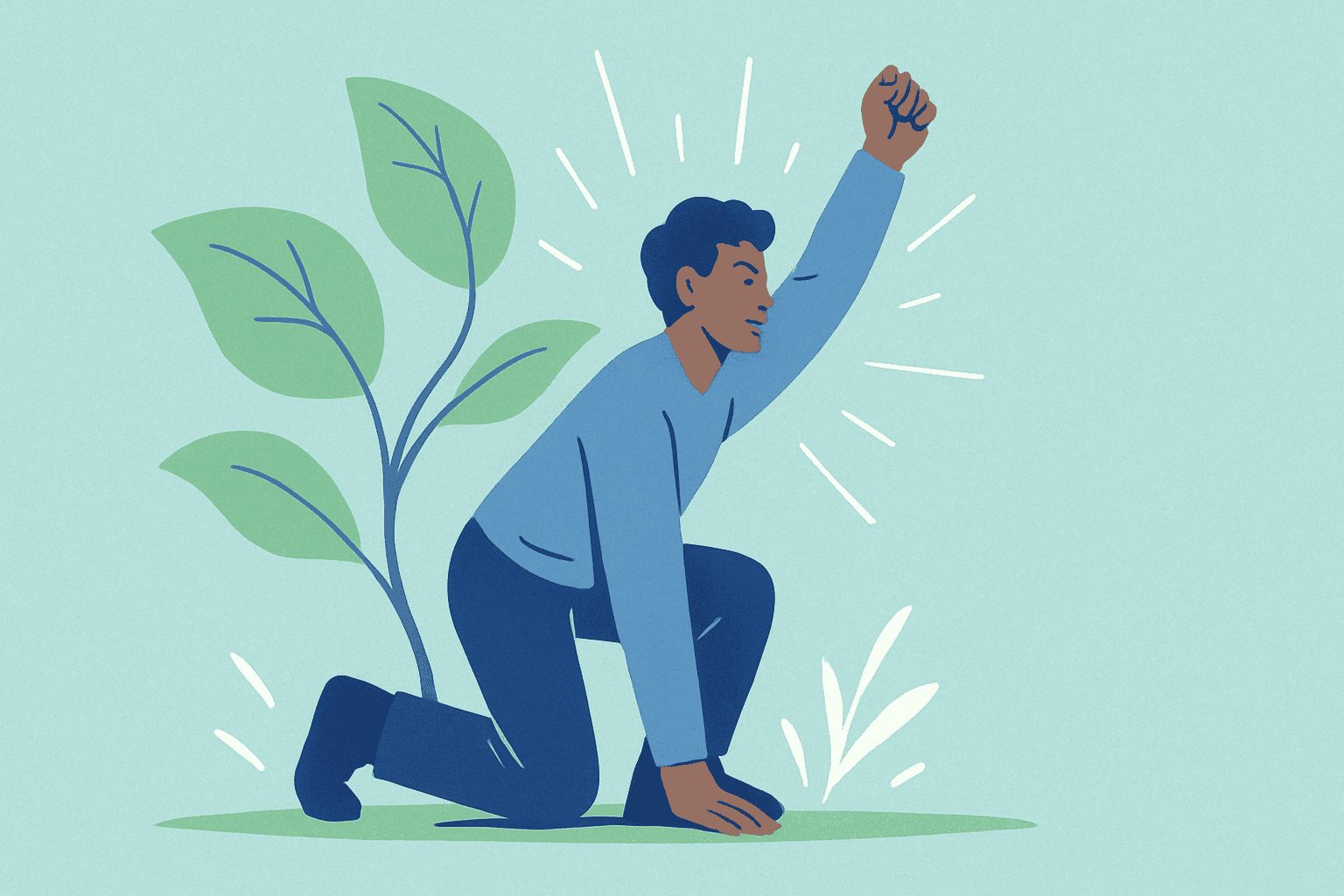 Image of a person rising after stumbling or falling