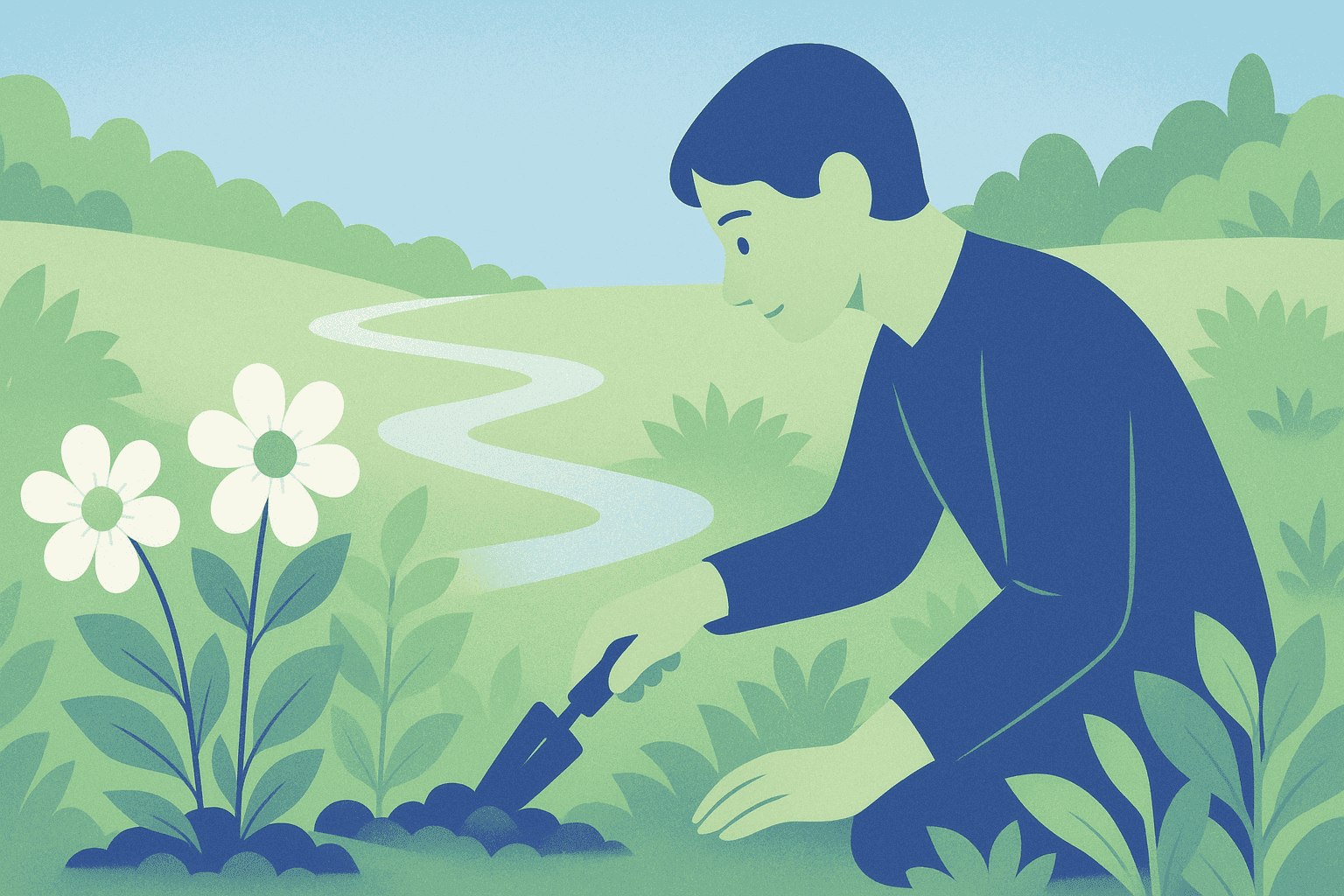 A gardener tending to their flowers