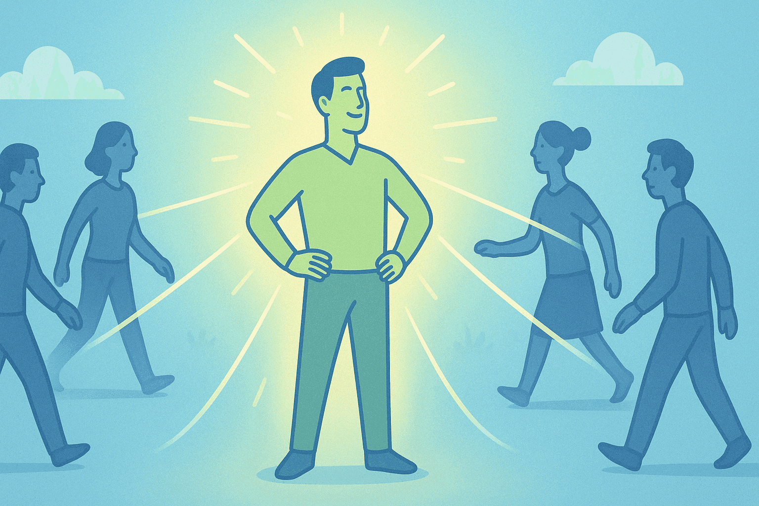 A person radiating confidence attracting others to them