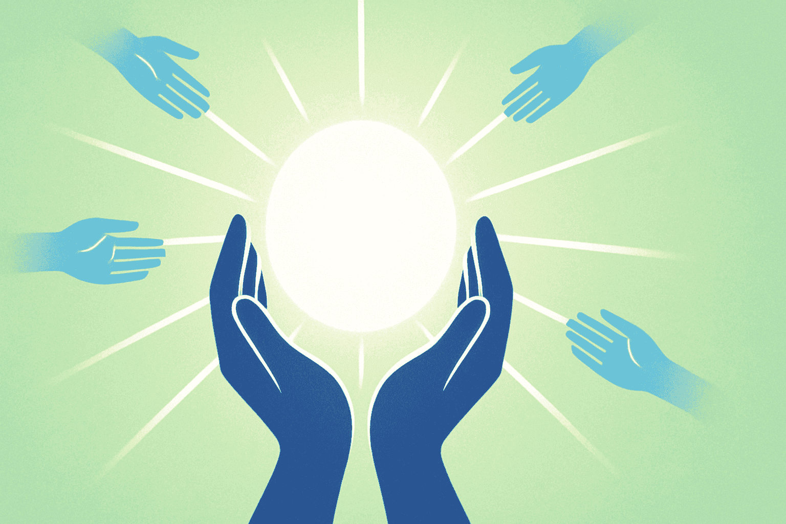 Hands holding up a glowing orb