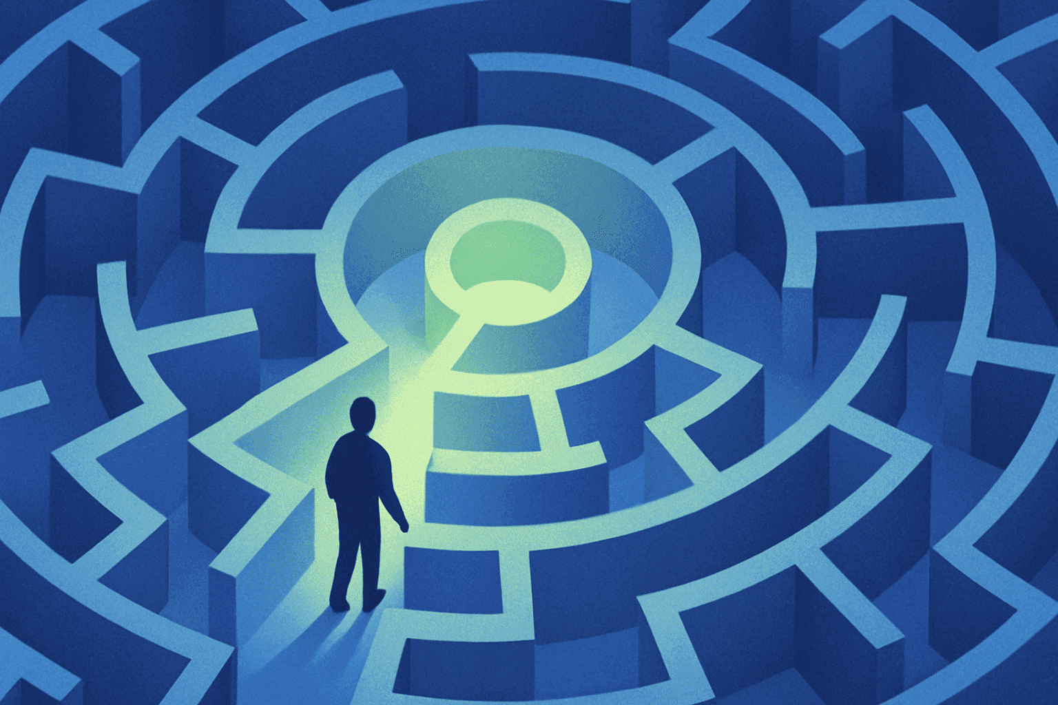 Aerial view of someone navigating a maze