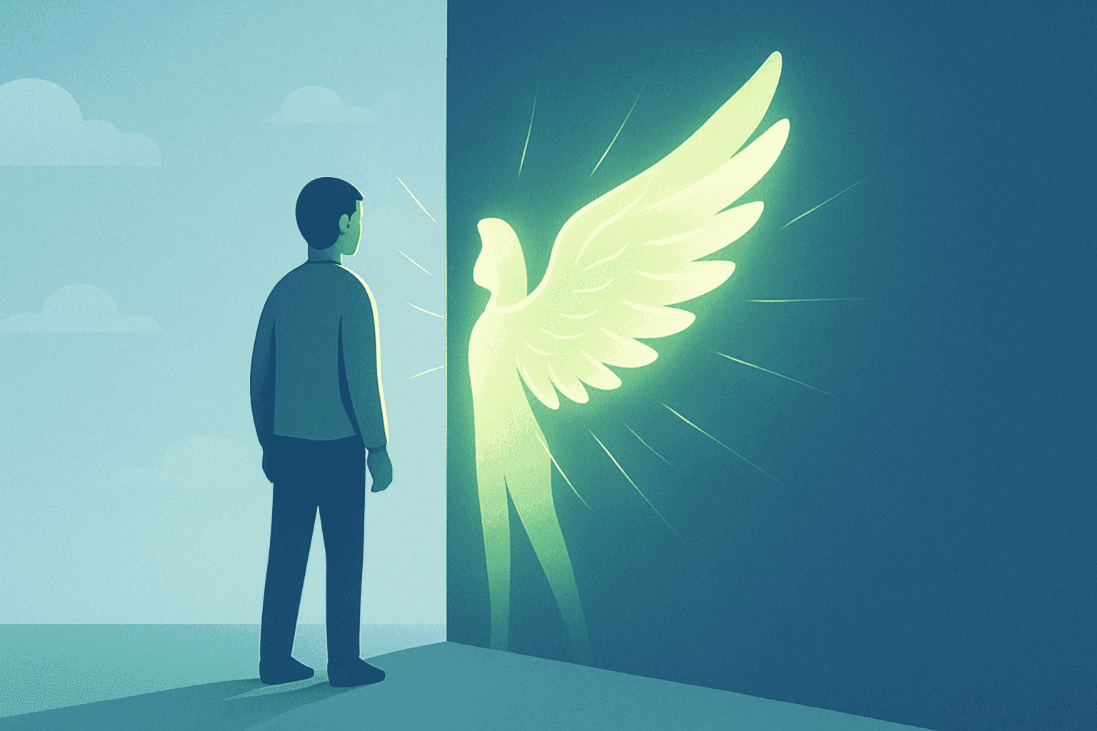 A powerful image showing a person facing an immovable wall or barrier, but instead of appearing defeated, they are visibly transforming themselves