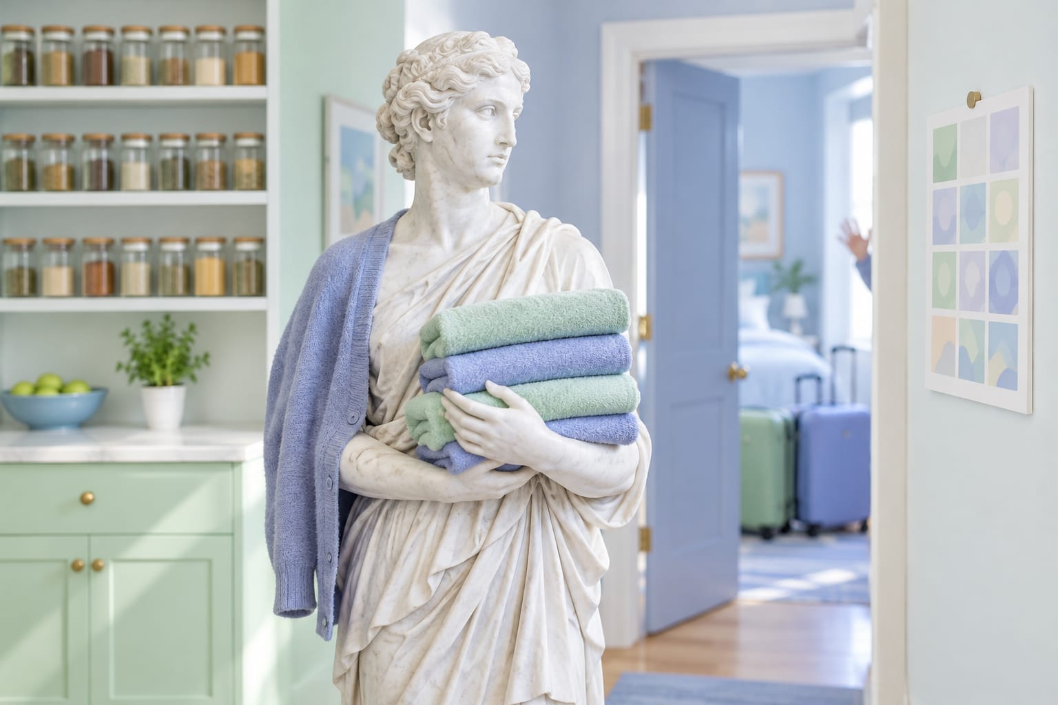 Ben Franklin, printer and almanac writer, advises on guests who stay past the plan.