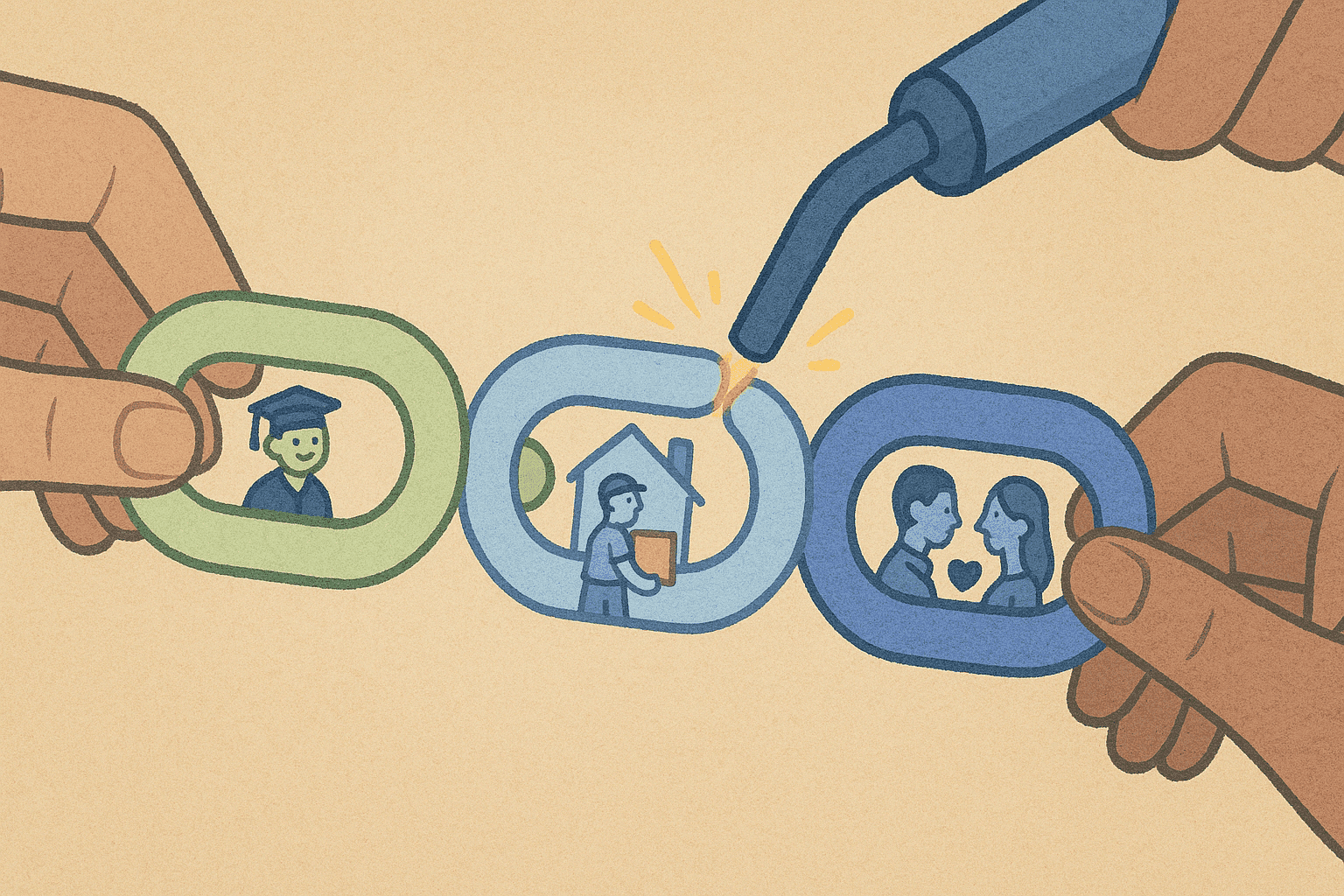 A chain being forged connecting different life events