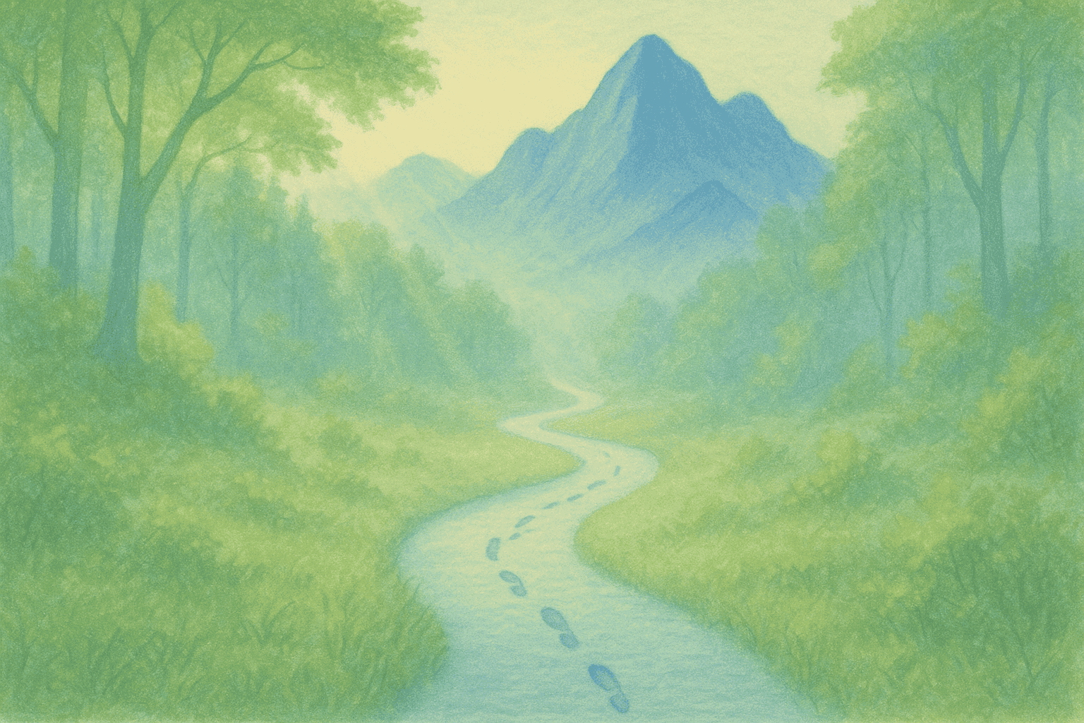 A tranquil sunlit path fading into the distance