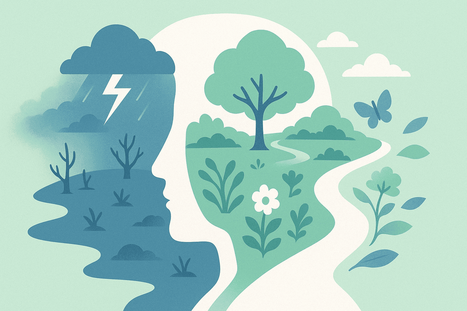 Image showing the landscape inside of the mind conveying inner thought