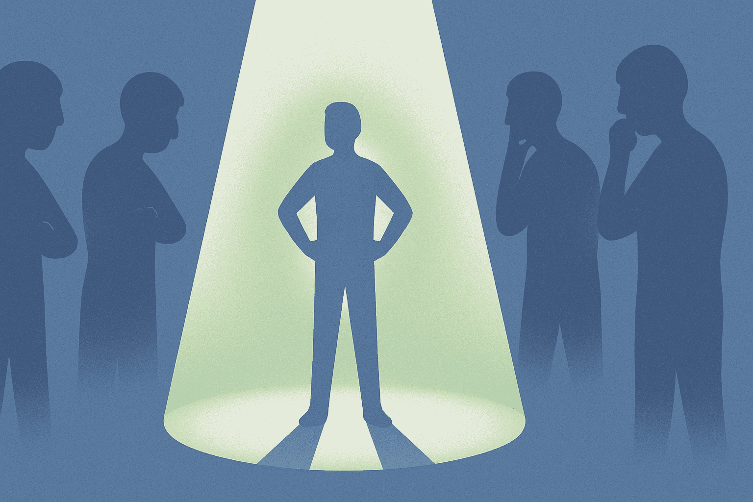 A person in the spotlight showing that they are confident in themself