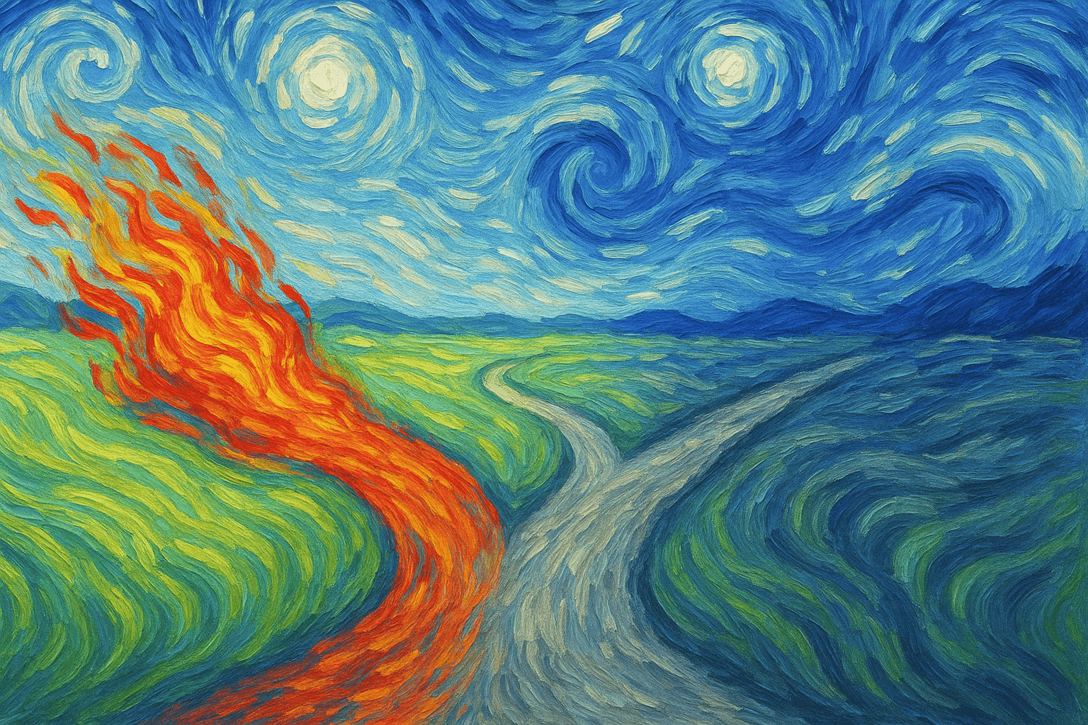 An abstract image in the style of Vincent Van Gogh